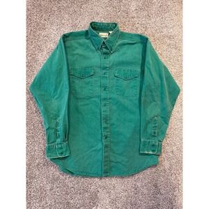 VTG Cowboy's Only Shirt Mens L Green Western Denim Long Sleeve Bacca USA Fade *